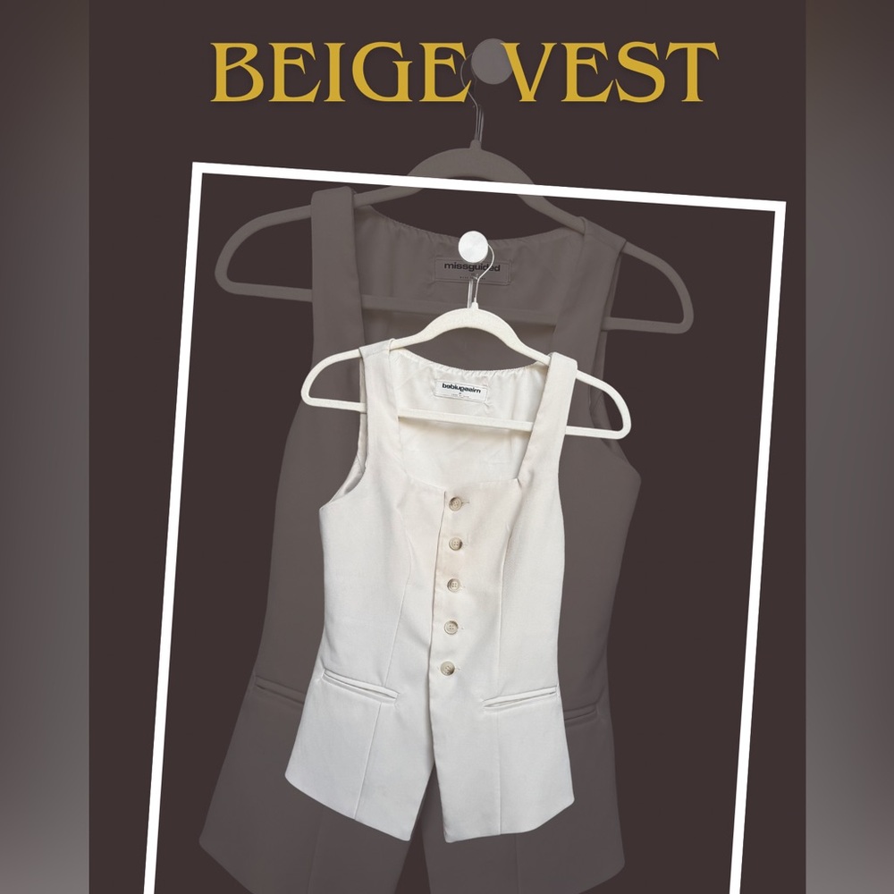 Cream Button-Front Vest😉 - Picture 2 of 4